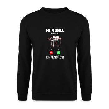 Grillparty Grillmeister Grill Grillen - Unisex Pullover - Schwarz - Vorne - Alina (178cm) & Michal (187cm)