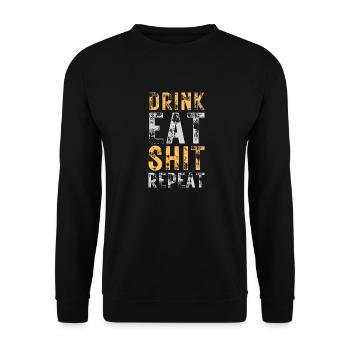 Drink, Eat, Shit, Repeat - Unisex Pullover - Schwarz - Vorne - Alina (178cm) & Michal (187cm)