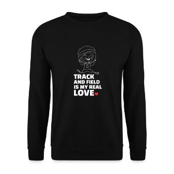 I love athletics - Unisex Sweatshirt - black - Front - Alina (178cm) & Michal (187cm)