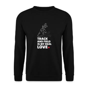 I love athletics - Unisex Sweatshirt - black - Front - Alina (178cm) & Michal (187cm)