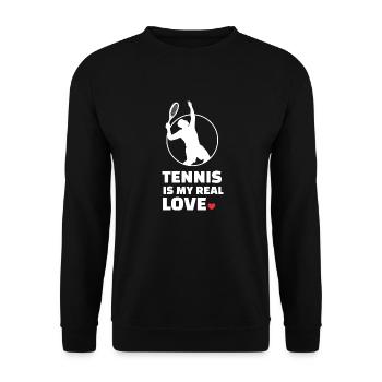 I love tennis - Unisex Sweatshirt - black - Front - Alina (178cm) & Michal (187cm)