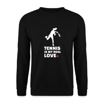 I love tennis - Unisex Sweatshirt - black - Front - Alina (178cm) & Michal (187cm)