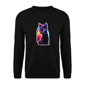 Black cat and neon effect - Unisex Sweatshirt - black - Front - Alina (178cm) & Michal (187cm)
