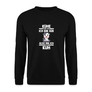 Kuh Landwirt Bauernhof Kühe - Unisex Pullover - Schwarz - Vorne - Alina (178cm) & Michal (187cm)