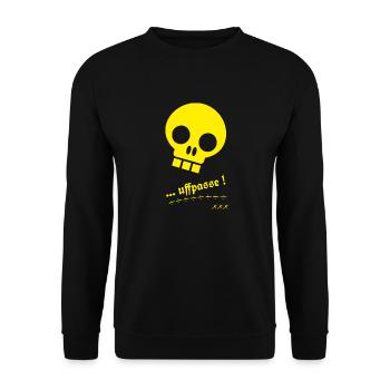 Totenkopf Gelb - Unisex Pullover - Schwarz - Vorne - Alina (178cm) & Michal (187cm)