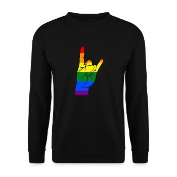 Rock On: Pride Colors Metal Sign - Unisex Sweatshirt - black - Front - Alina (178cm) & Michal (187cm)