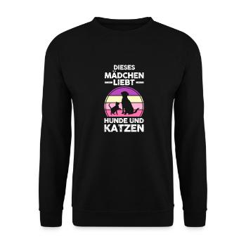 Katzen Katzenliebhaber Hundeliebhaber Hunde - Unisex Pullover - Schwarz - Vorne - Alina (178cm) & Michal (187cm)