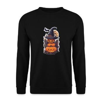 Helloween Pumpkin Monster - Unisex Sweatshirt - black - Front - Alina (178cm) & Michal (187cm)