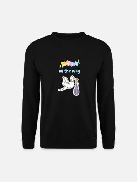 Baby on the way mit Storch 3 - blau - Unisex Pullover - Schwarz
