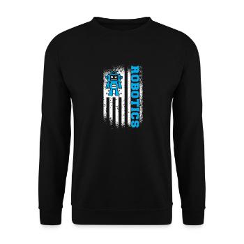 USA 4th Of July Droid Builder American Flag Roboti - Unisex Pullover - Schwarz - Vorne - Alina (178cm) & Michal (187cm)