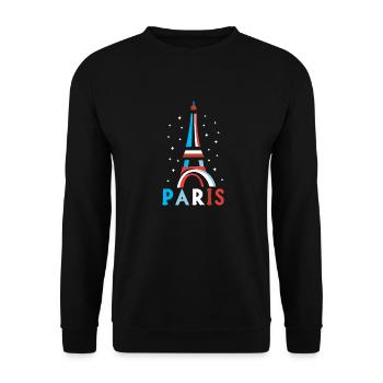 Geschenk Grafikdesign Paris Tour Eiffel Frankreich - Unisex Pullover - Schwarz - Vorne - Alina (178cm) & Michal (187cm)
