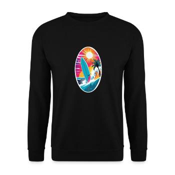 Surfing Beach Palm Tree Sunshine Holidays - Unisex Sweatshirt - black - Front - Alina (178cm) & Michal (187cm)