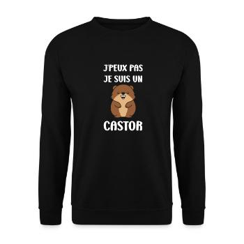 Humour petit castor - Sweat-shirt Unisexe - noir - Devant - Alina (178cm) & Michal (187cm)