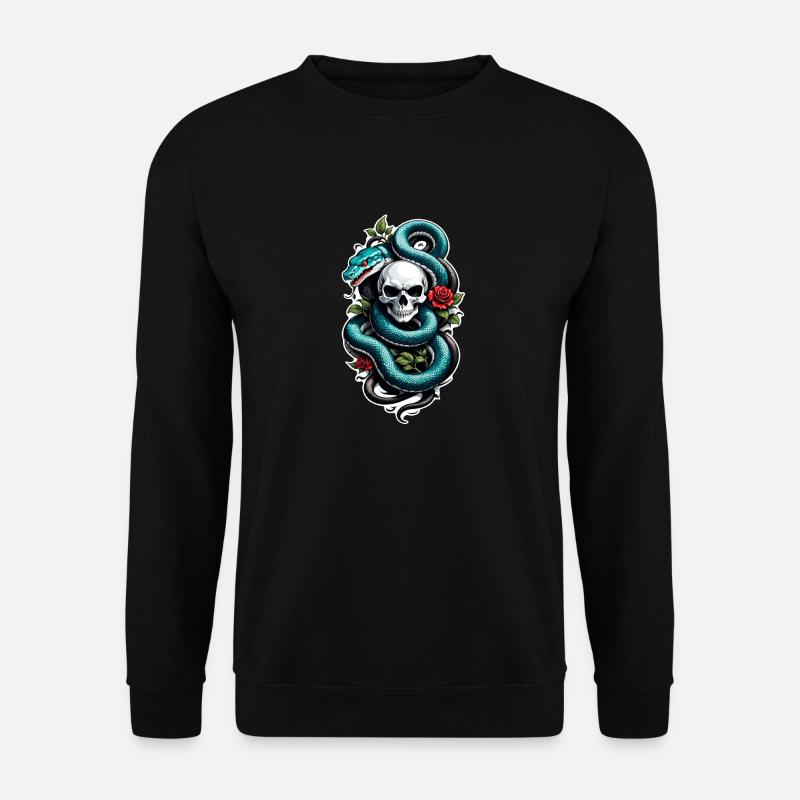 Schlangenskelett und Tattoo - Unisex Pullover - Schwarz