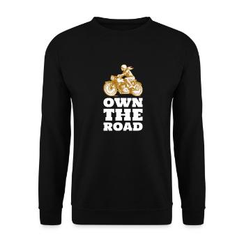 OWN THE ROAD Biker gift T-shirt - Unisex Sweatshirt - black - Front - Alina (178cm) & Michal (187cm)