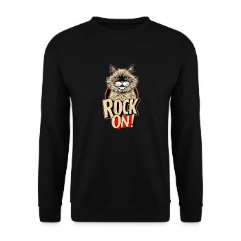 Cat - Rock on - Unisex Sweatshirt - black - Front - Alina (178cm) & Michal (187cm)