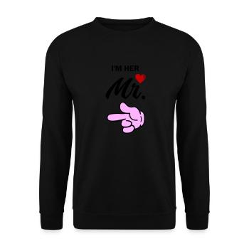im her mr - Unisex Pullover - Schwarz - Vorne - Alina (178cm) & Michal (187cm)