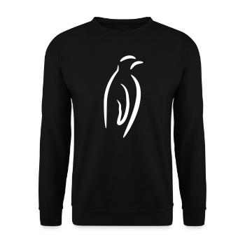 Penguin line drawing (white drawing) - Unisex Sweatshirt - black - Front - Alina (178cm) & Michal (187cm)
