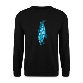 Pinguin Polygon Mosaik - Kaiserpinguin blau - Unisex Pullover - Schwarz - Vorne - Alina (178cm) & Michal (187cm)
