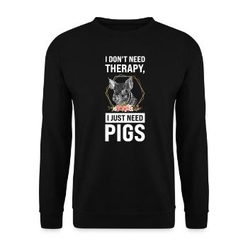 Schweine Schweinefarm Geschenk - Unisex Pullover - Schwarz - Vorne - Alina (178cm) & Michal (187cm)