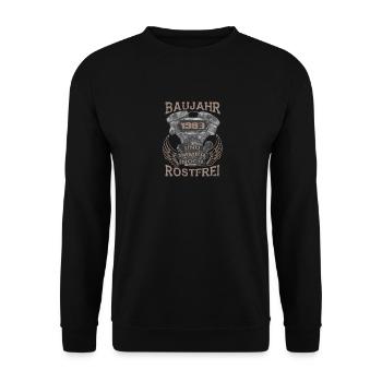 Baujahr und immer noch Rostfrei 1963 - Unisex Pullover - Schwarz - Vorne - Alina (178cm) & Michal (187cm)
