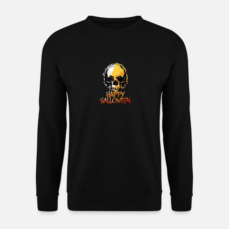 Glücklicher Halloween-Schädel - Unisex Pullover - Schwarz