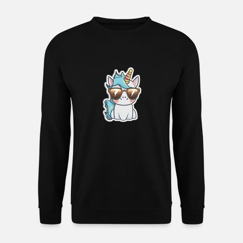 Einhorn mit Sonnenbrille - Unisex Pullover - Schwarz