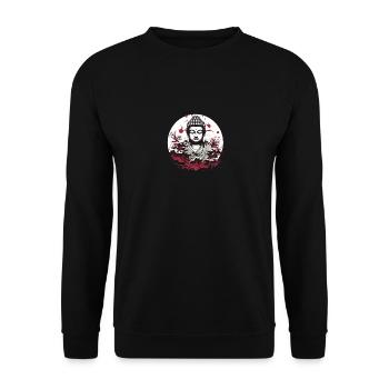 Statue de Bouddha - Sweat-shirt Unisexe - noir - Devant - Alina (178cm) & Michal (187cm)