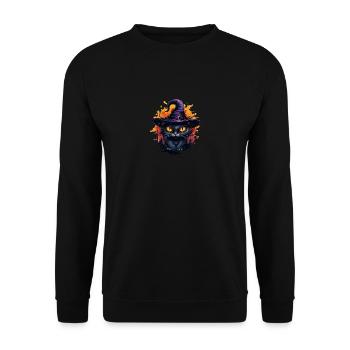 Chat noir - Sweat-shirt Unisexe - noir - Devant - Alina (178cm) & Michal (187cm)