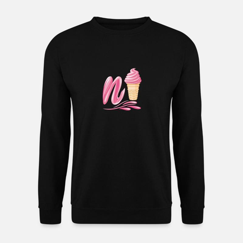 N'ice Erdbeer-Softeis-Emoji mit Buchstaben N - Unisex Pullover - Schwarz