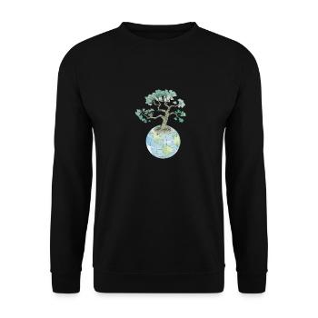 Bäume sind unsere Welt - Naturschutz Motiv - Unisex Pullover - Schwarz - Vorne - Alina (178cm) & Michal (187cm)