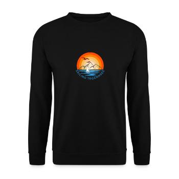 Segeln am Tegernsee - Stylisches Retro-Design - Unisex Pullover - Schwarz - Vorne - Alina (178cm) & Michal (187cm)