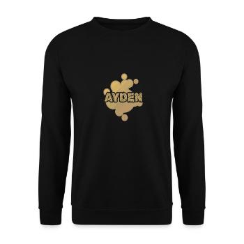 Geschenk für Ayden - Unisex Pullover - Schwarz - Vorne - Alina (178cm) & Michal (187cm)