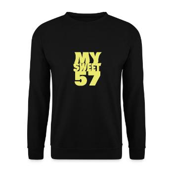 Geburtstag 57 - Unisex Pullover - Schwarz - Vorne - Alina (178cm) & Michal (187cm)