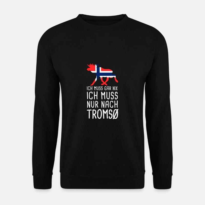 Ich Muss Nur Nach Tromsø Norwegen Norge Elch - Unisex Pullover - Schwarz