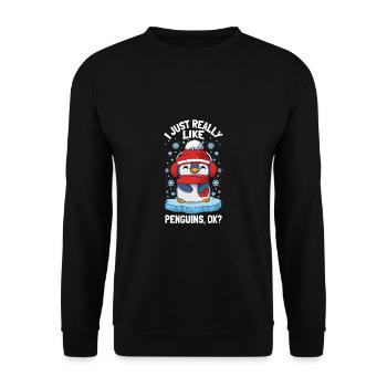 J’aime vraiment les pingouins Mignon pingouin d’hiver - Sweat-shirt Unisexe - noir - Devant - Alina (178cm) & Michal (187cm)