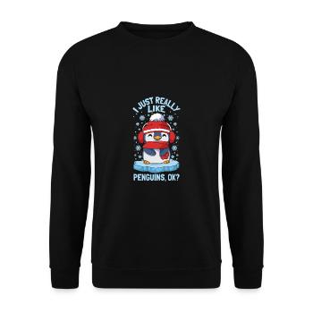 J’aime vraiment les pingouins Mignon pingouin d’hiver - Sweat-shirt Unisexe - noir - Devant - Alina (178cm) & Michal (187cm)