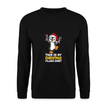 This Is My Christmas Pajama Shirt Süßer Pinguin - Unisex Pullover - Schwarz - Vorne - Alina (178cm) & Michal (187cm)