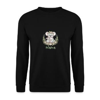 Maman Koala ours câlin I Couronne florale maman I Koala - Sweat-shirt Unisexe - noir - Devant - Alina (178cm) & Michal (187cm)