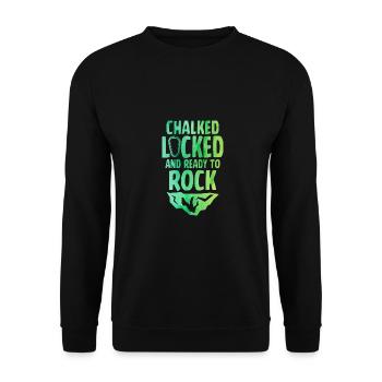 Chalked Locked And Ready To Rock Rock Climber Boul - Unisex Pullover - Schwarz - Vorne - Alina (178cm) & Michal (187cm)