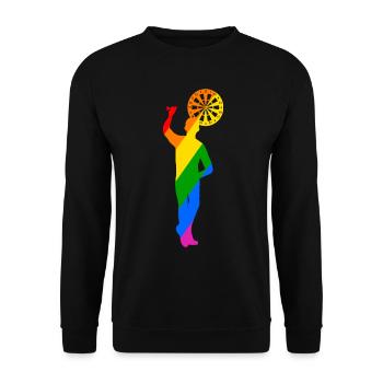 colorful dart player throwing with left - Unisex Sweatshirt - black - Front - Alina (178cm) & Michal (187cm)