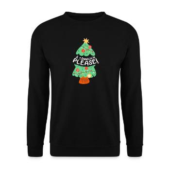 Weihnachten Lustig Humor Spruch Ä Tännsch'n Please - Unisex Pullover - Schwarz - Vorne - Alina (178cm) & Michal (187cm)