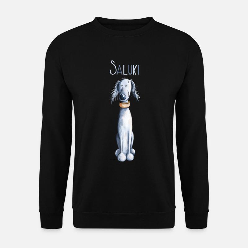 Da sitzt ein Saluki - Unisex Pullover - Schwarz