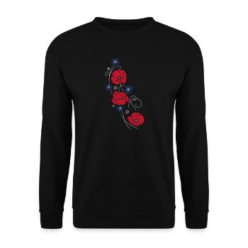 Poppies and cornflowers. Summer design. - Unisex Sweatshirt - black - Front - Alina (178cm) & Michal (187cm)