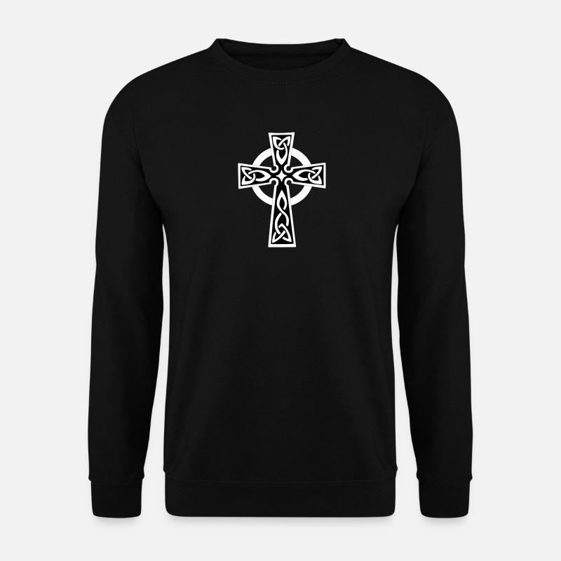White Celtic or Celtic cross - Unisex Sweatshirt - black