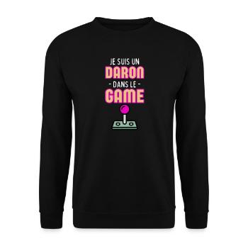 Je suis un Daron Dans dans le Game - Humour Papa - Sweat-shirt Unisexe - noir - Devant - Alina (178cm) & Michal (187cm)