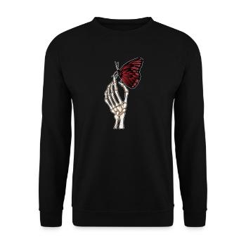 Skeleton Hand Butterfly - Unisex Sweatshirt - black - Front - Alina (178cm) & Michal (187cm)