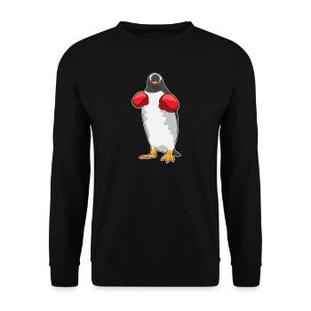 Pinguin Boxer Boxhandschuhe - Unisex Pullover - Schwarz - Vorne - Alina (178cm) & Michal (187cm)