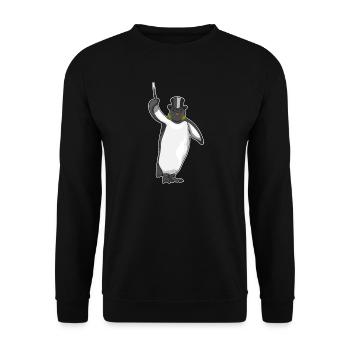 Penguin Wizard Wand - Unisex Sweatshirt - black - Front - Alina (178cm) & Michal (187cm)