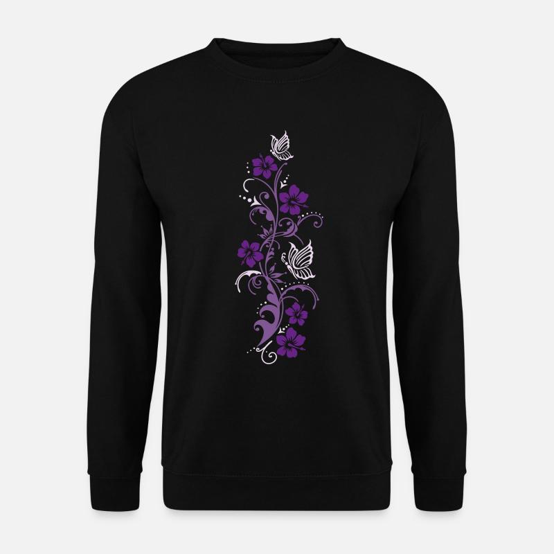 Blumen Hibiskus Schmetterling - Unisex Pullover - Schwarz